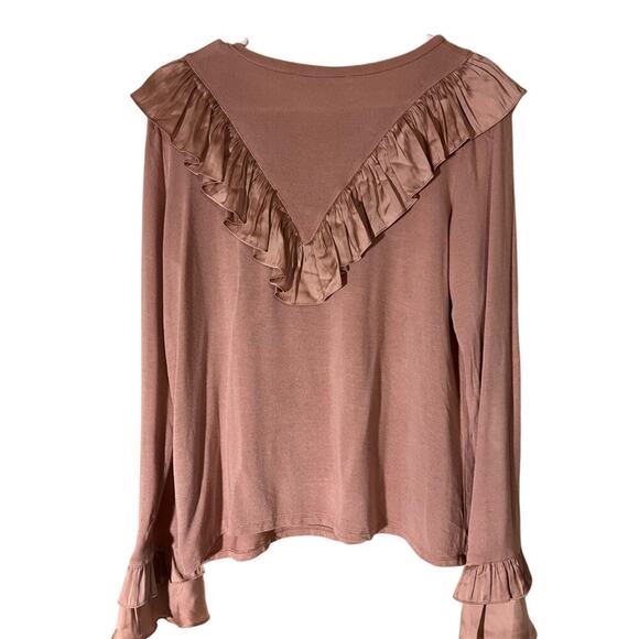 Generation Love New York Pink Ruffles on Chest and Cuffs Shirt Women’s Medium - Picture 2 of 6